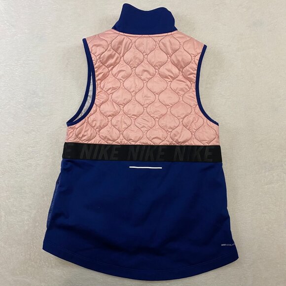 Nike Vest Women's Small Blue Gray Pink Aerolayer Running Quilted Puffer Full Zip - Picture 5 of 10
